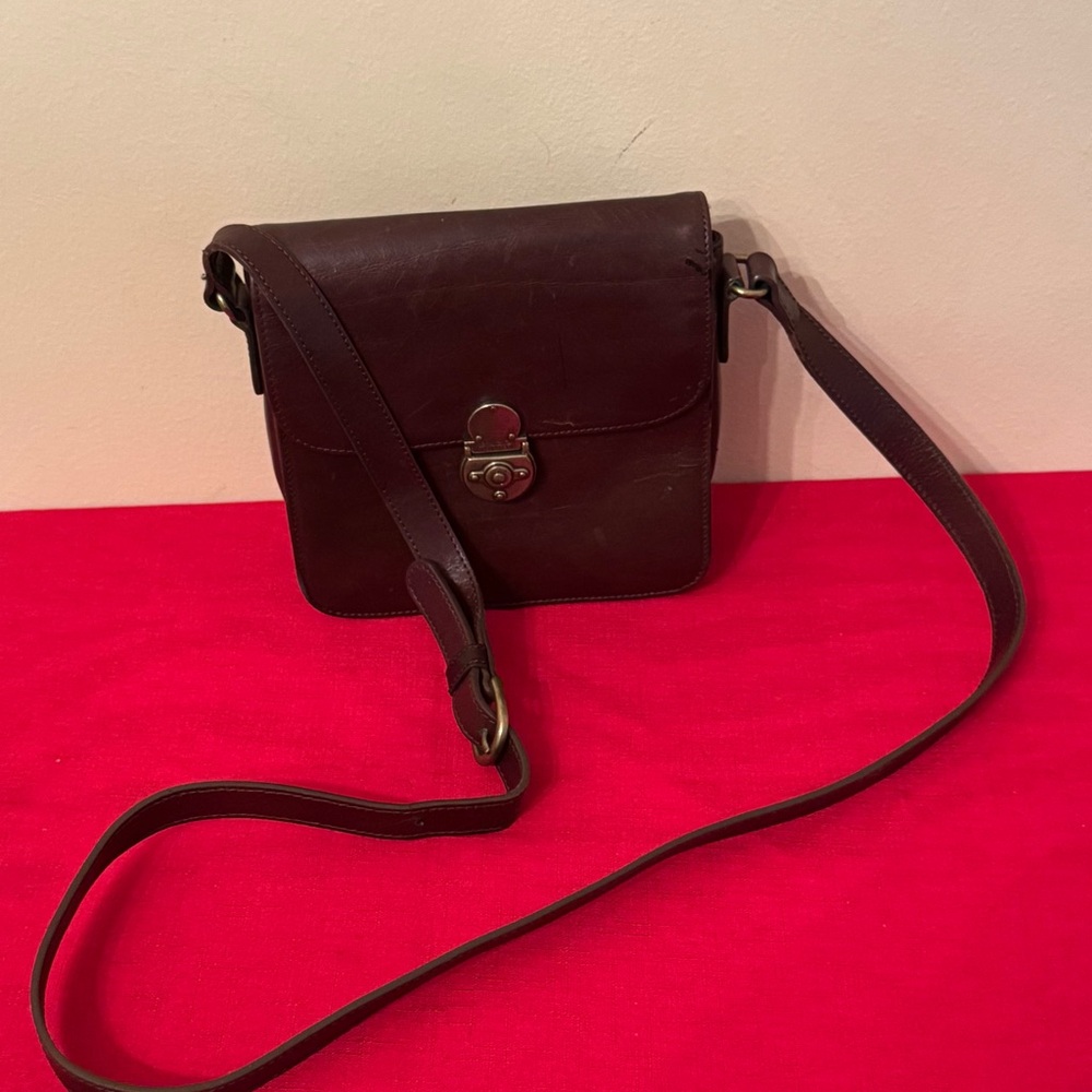 Enzo Angiolini Genuine Leather Brown Bickel Cross Body Shoulder Bag Purse